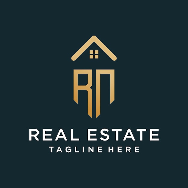 El logotipo de las letras inmobiliarias RN concepto único Vector Premium