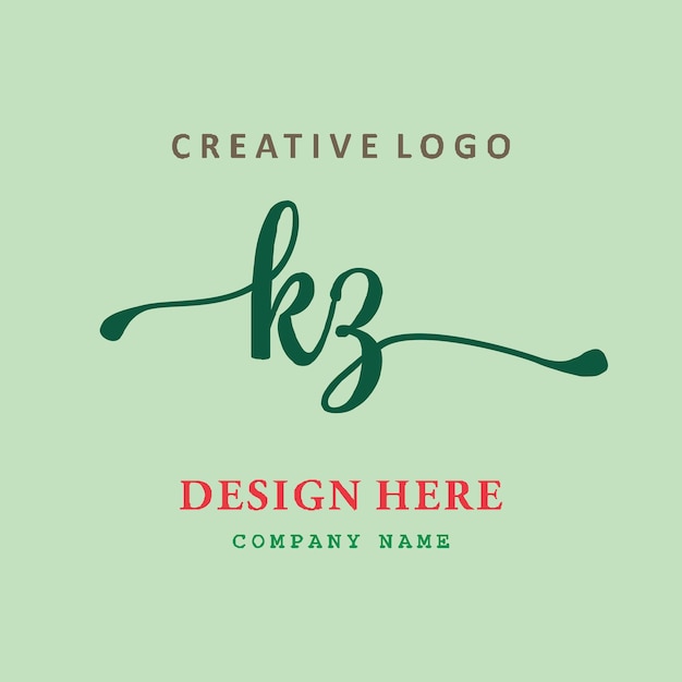 El logotipo de letras KZ es simple, fácil de entender y autoritario