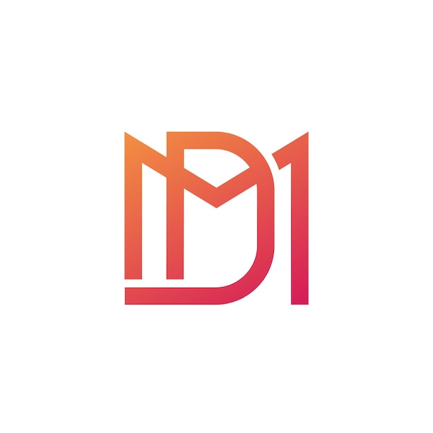 Logotipo de letras md, monograma en blanco