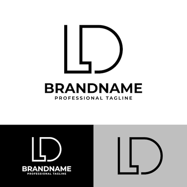 Logotipo de las letras monograma LD y DL en monolina para las iniciales LD o DL