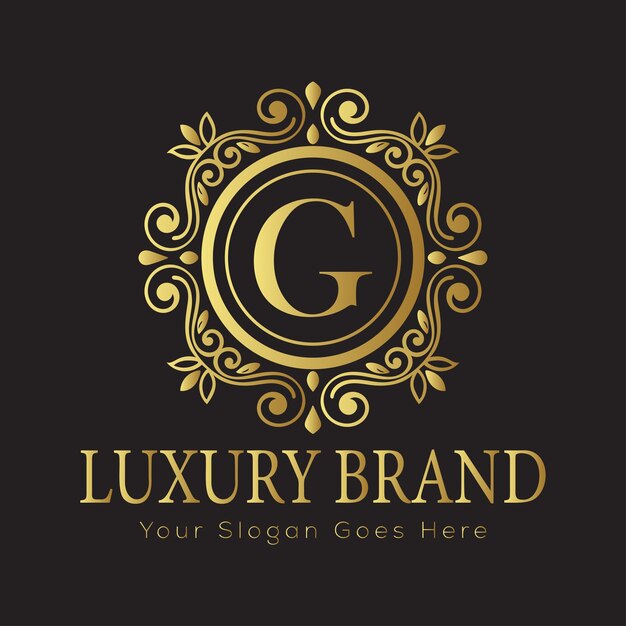 Logotipo de letras ornamentadas de lujo con marco floral y puntos