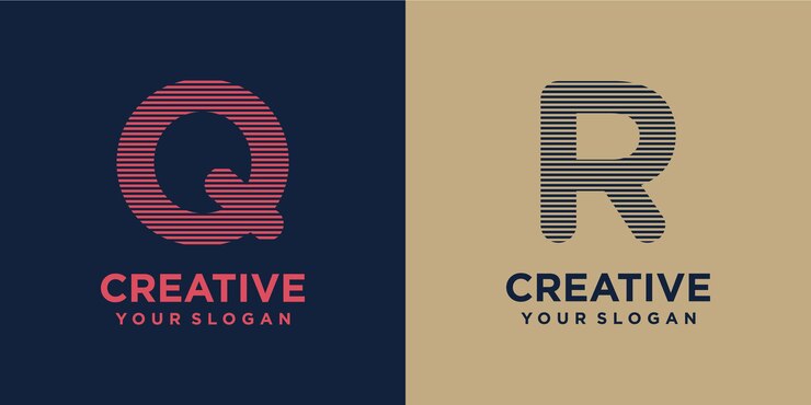 Vector logotipo de las letras q y r subrayadas