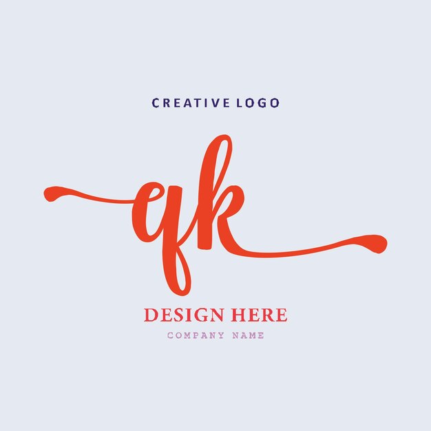 El logotipo de letras qk es simple, fácil de entender y autoritario.