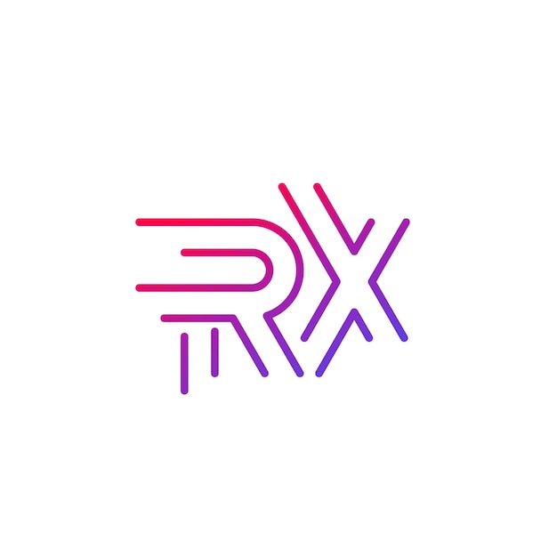 Logotipo de letras RX, estilo de línea