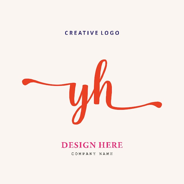 El logotipo de letras YH es simple, fácil de entender y autoritario.