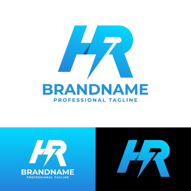 Logotipo de Letter HR Power adecuado para cualquier empresa con iniciales HR o RH