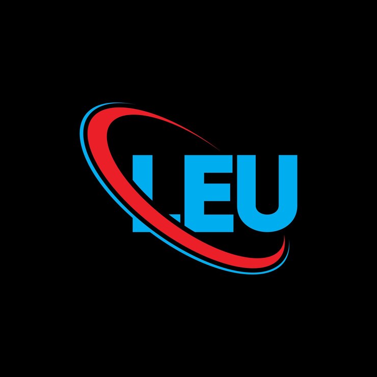Vector logotipo de leu leu letra leu diseño de logotipo de letra leu iniciales leu logotipo vinculado con círculo y mayúscula monograma logotipo leu tipografía para negocios de tecnología y marca inmobiliaria