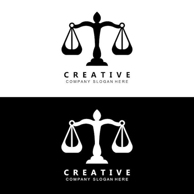 El logotipo de la ley escala el diseño del vector de justicia para las marcas de la casa de empeño Abogado de la ley Instituciones financieras