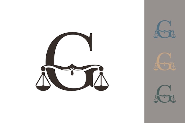 logotipo de la ley de justicia con el concepto de diseño del logotipo de la letra g