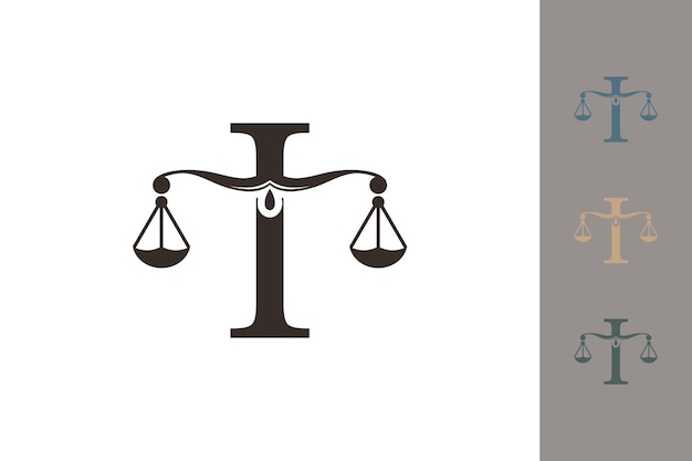 logotipo de la ley de justicia con el concepto de diseño del logotipo de la letra i