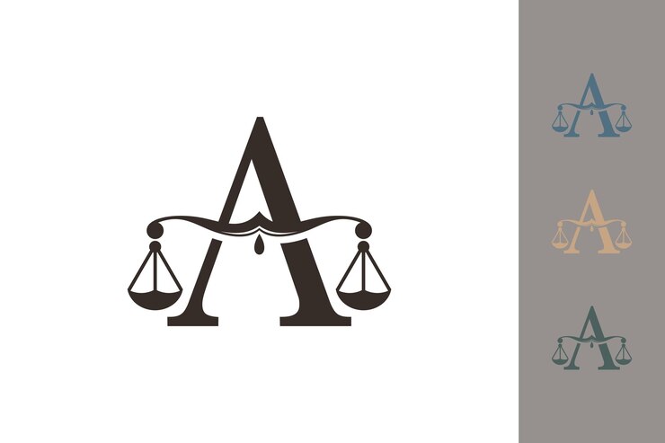 logotipo de la ley de justicia con letra a concepto de diseño de logotipo