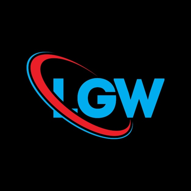 Logotipo de LGW: Diseño de logotipo de letra LGW: Iniciales LGW: Logotipo vinculado con círculo y monograma en mayúsculas Logotipo LGW: tipografía para negocios tecnológicos y marca inmobiliaria