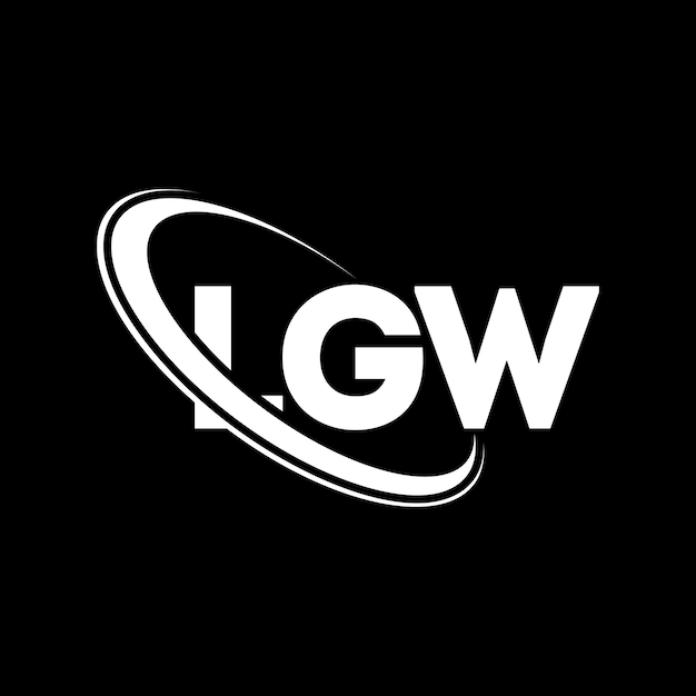 Logotipo de LGW: Diseño de logotipo de letra LGW: Iniciales LGW: Logotipo vinculado con círculo y monograma en mayúsculas Logotipo LGW: tipografía para negocios tecnológicos y marca inmobiliaria