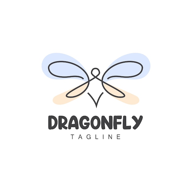 Logotipo de libélula Diseño de animal volador Vector Ilustración de símbolo de icono de estilo de línea simple