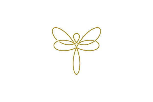 Logotipo de libélula con estilo de diseño de arte de línea de lujo