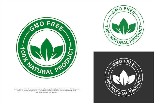 Logotipo libre de OGM Signo de logotipo verde vectorial sin OGM para el diseño de envases de alimentos saludables