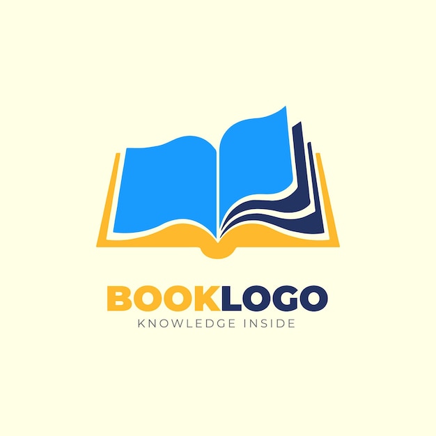 Vector logotipo de libro abierto con forma geométrica mínima