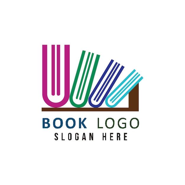 logotipo de libro para biblioteca, librería, educación, campus y más