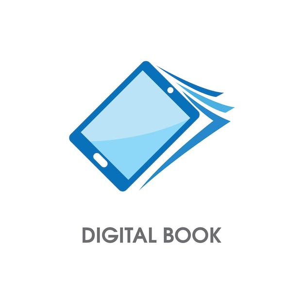 Vector logotipo de libro digital moderno de libro electrónico