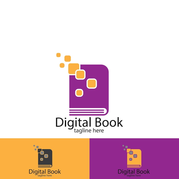 Logotipo de libro digital y plantilla vectorial