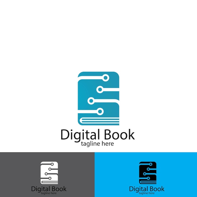 Logotipo de libro digital y plantilla vectorial