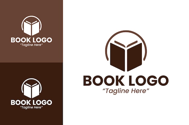 Logotipo de libro elegante para la marca de la librería con diseño de libro abierto y páginas
