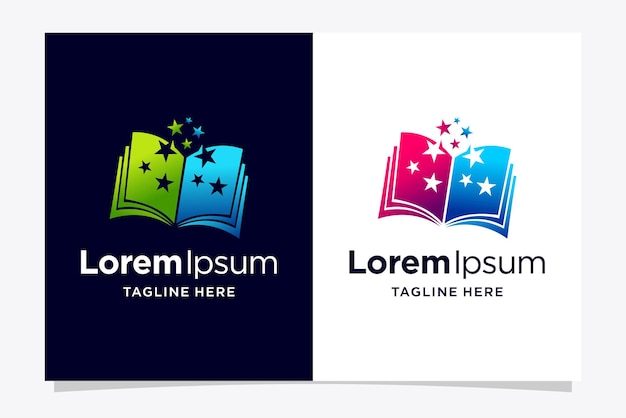 Logotipo de libro estrella con concepto de color degradado