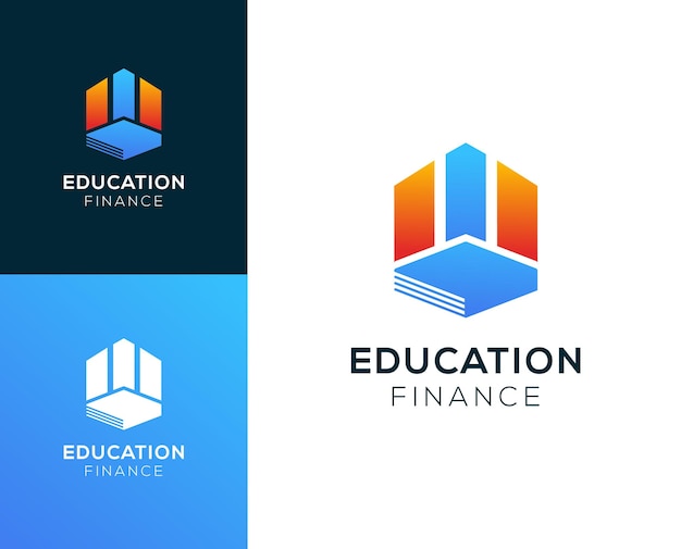 Logotipo del libro de finanzas Libro con diseño de logotipo vectorial de gráfico de barras