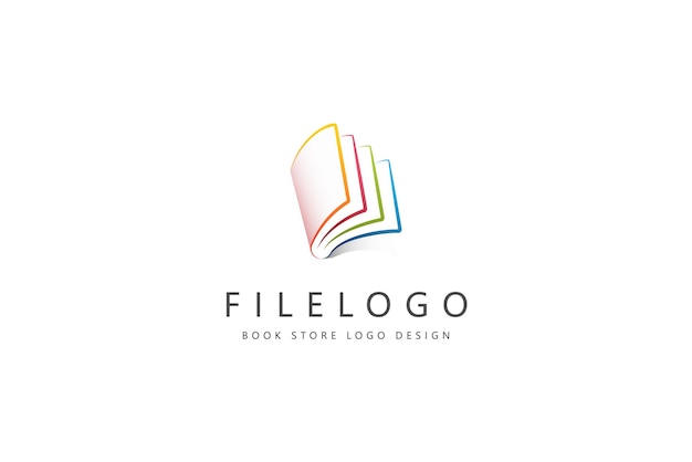 logotipo de libro lineal en diseño de estilo colorido librería compañía editorial enciclopedia educación