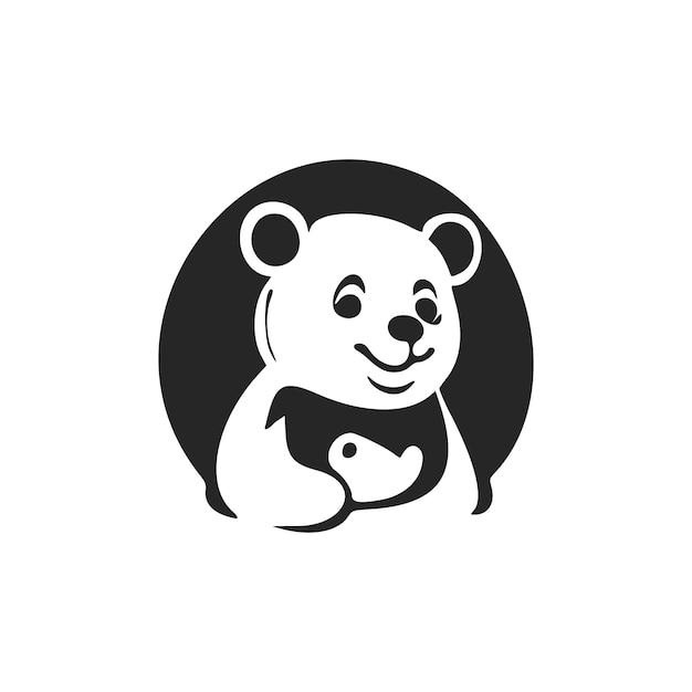 Logotipo ligero en blanco y negro con Lovely Cheerful fox