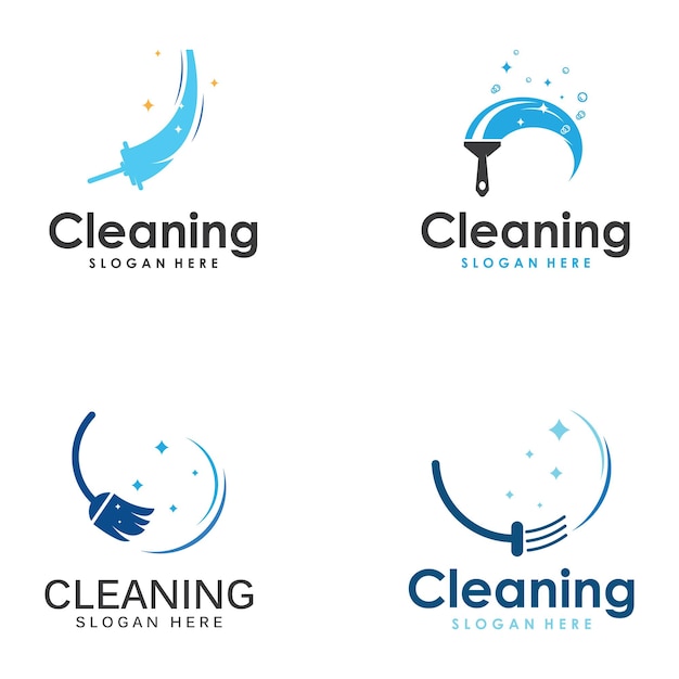 Logotipo de limpieza logotipo de protección de limpieza y logotipo de limpieza de la casaCon un concepto de diseño de vector de ilustración de plantilla