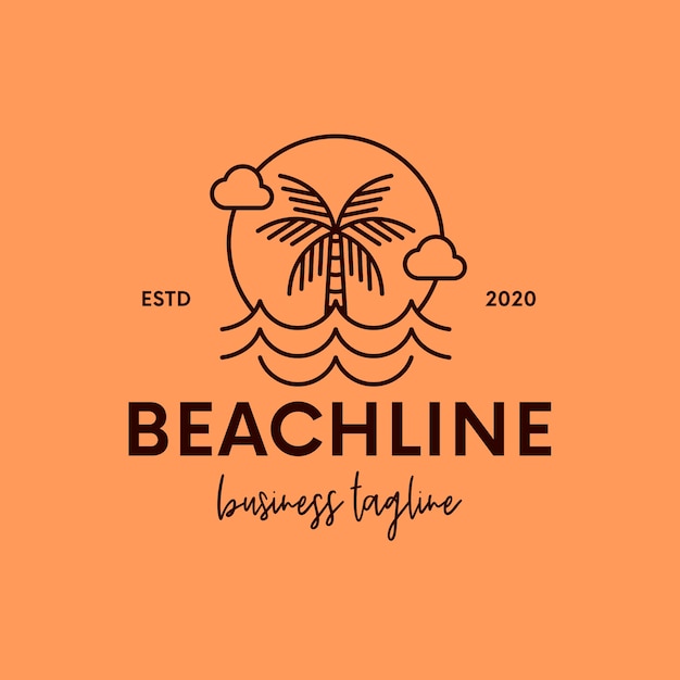 Logotipo limpio de arte de línea de playa