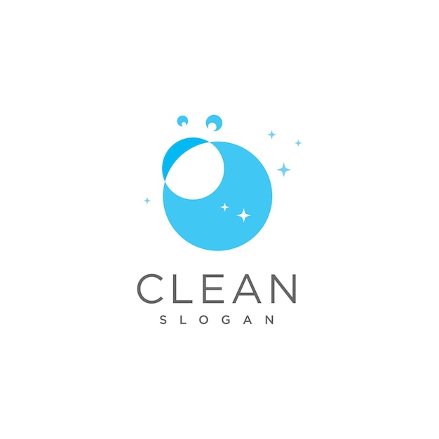 Logotipo limpio con vector premium de diseño de burbujas