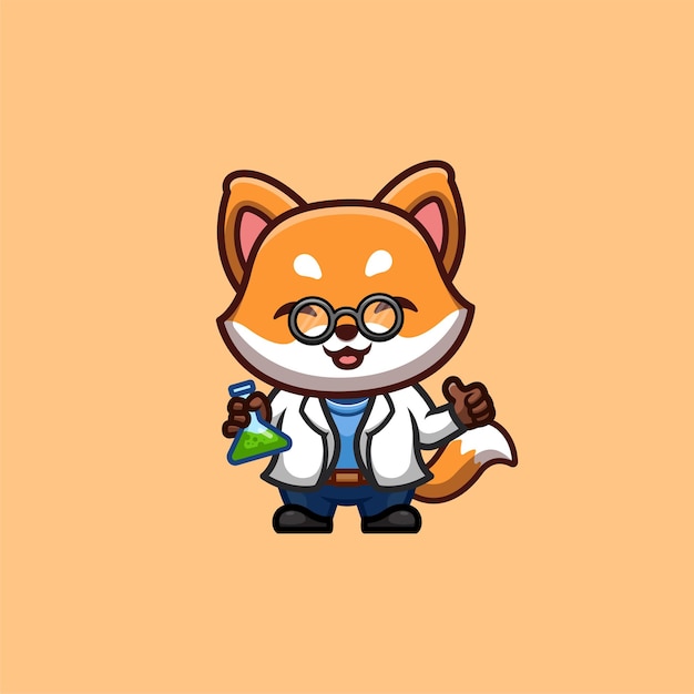 Logotipo lindo de la mascota de la historieta de fox kawaii