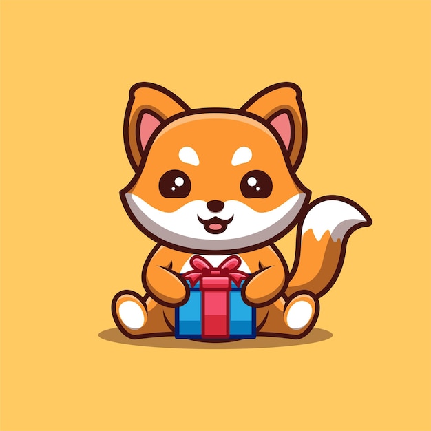 Logotipo lindo de la mascota de la historieta de Fox Kawaii