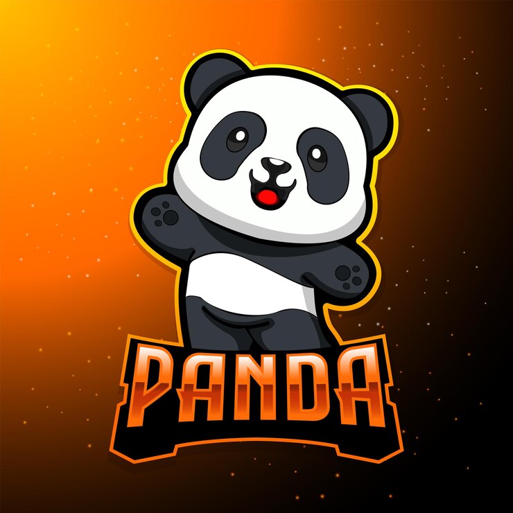 Vector logotipo lindo de la mascota del juego panda esport