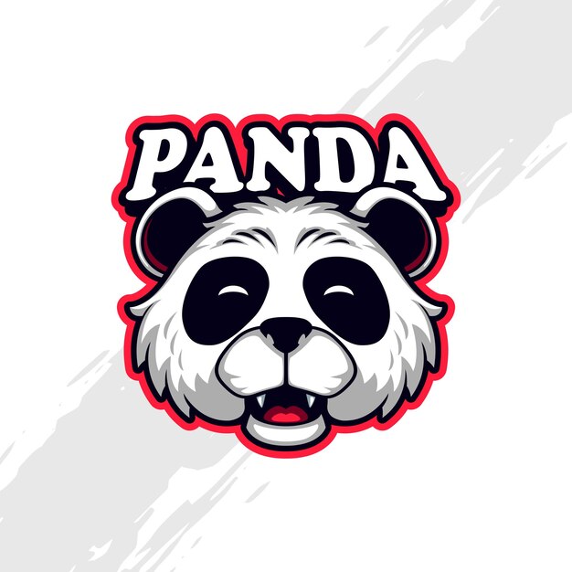 Logotipo lindo de la mascota del retrato de la cabeza de la panda