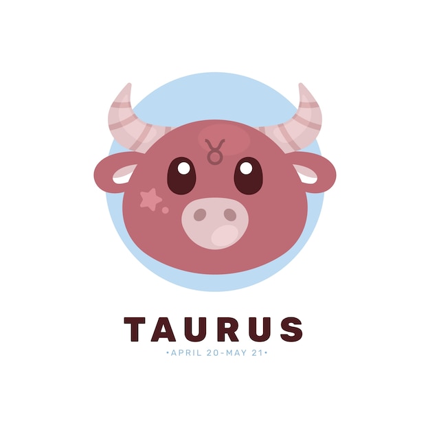 Vector logotipo lindo de tauro de diseño plano