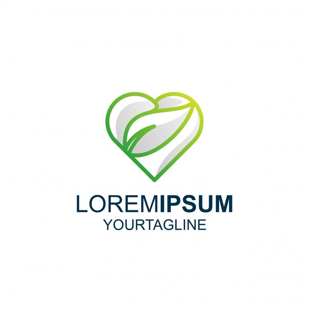 Logotipo de Line Art Love Leaf Awesome Inspiration