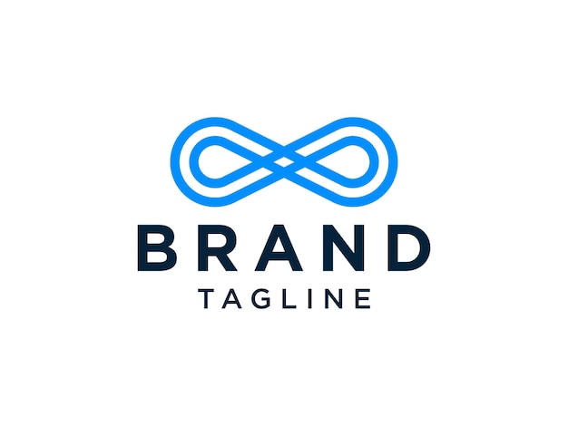 Logotipo de línea azul infinito aislado sobre fondo blanco. Elemento de plantilla de diseño de logotipo de vector plano.