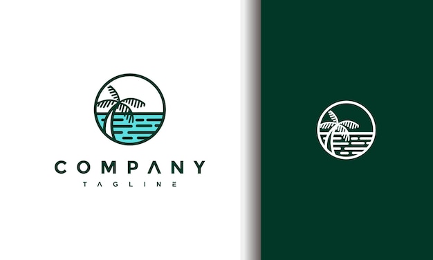 Logotipo de línea de círculo de playa