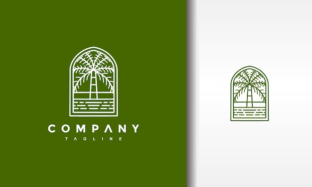 logotipo de línea de coco de playa