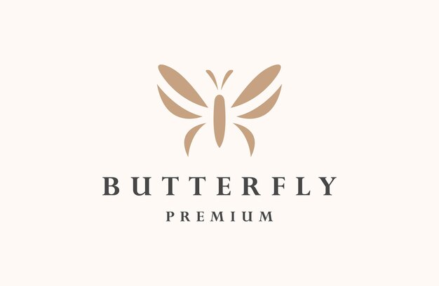 Vector logotipo de línea de mariposa diseño de logotipo de símbolo de mariposa premium