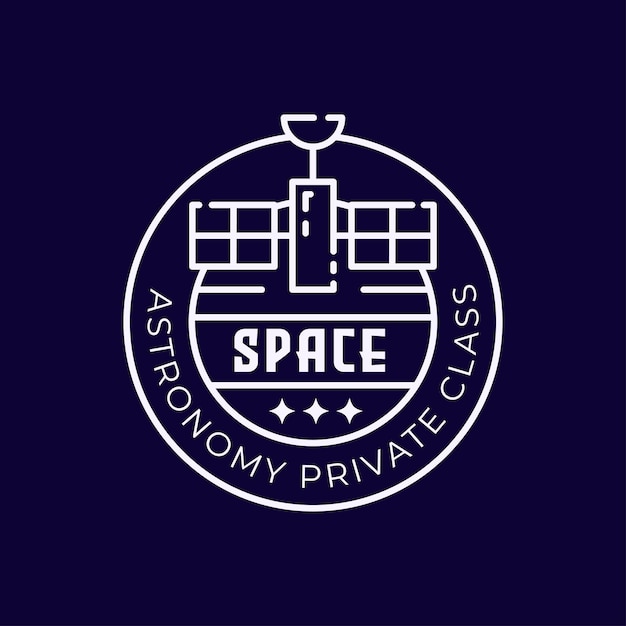 Logotipo de línea minimalista de ciencia y astronomía