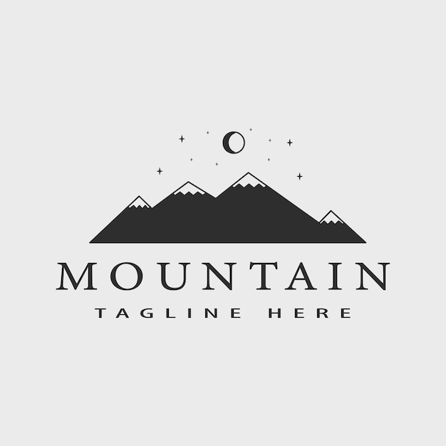 El logotipo de la línea de montaña es un modelo de ilustración vectorial simple.