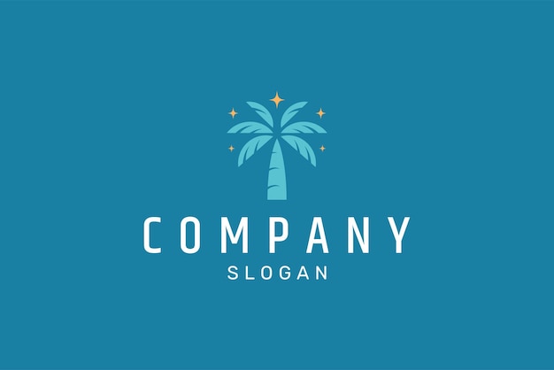 Logotipo de la línea de palmeras de playa en marco oval