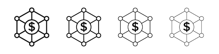 Vector el logotipo lineal del icono del esquema financiero está aislado