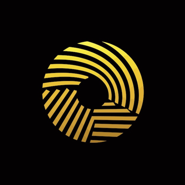 El logotipo de las líneas del círculo dorado