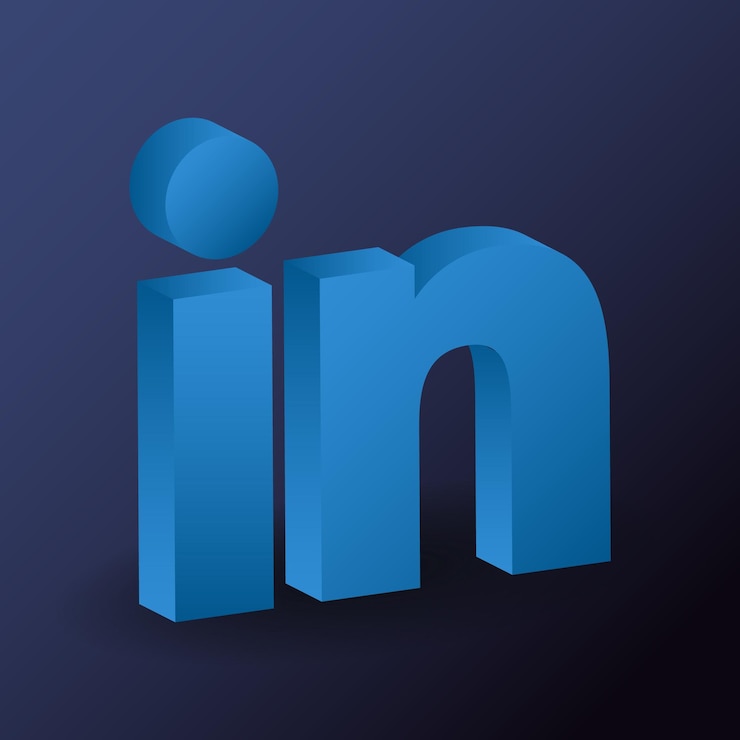 Vector logotipo de linkedin en una ilustración de icono 3d realista