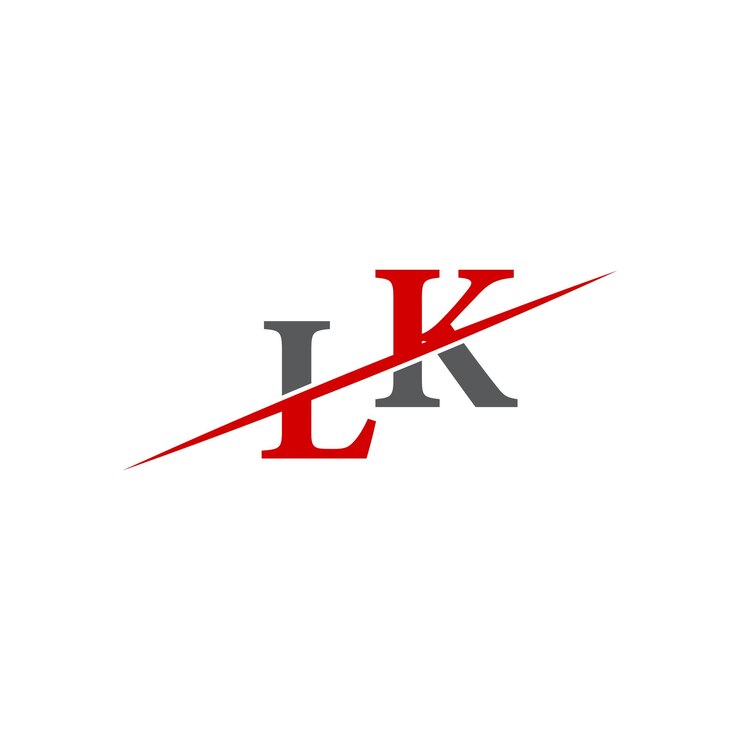 Vector logotipo lk minimalista con línea diagonal dinámica